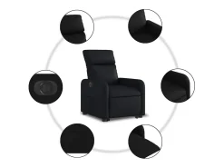 Online Poltrona Confortável | Poltrona reclinável elevatória elétrica couro artificial SHL900780 Preto