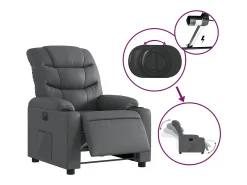 Poltrona* Poltrona Confortável | Poltrona reclinável elétrica couro artificial SHL789794 Cinzento