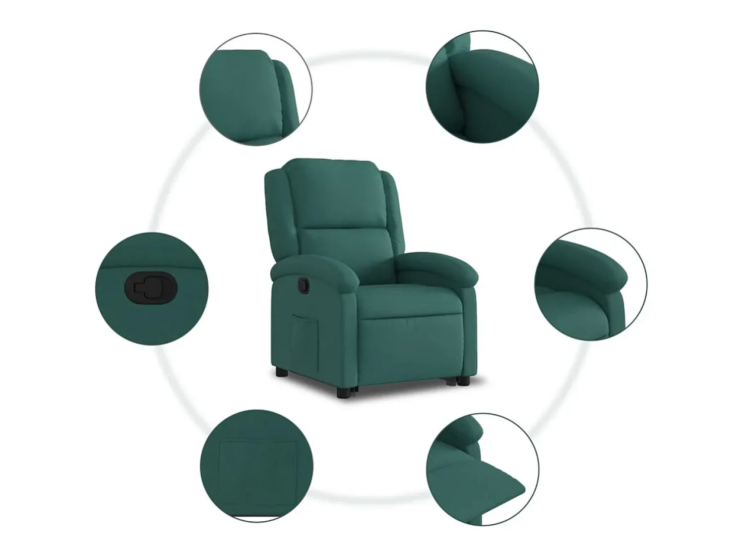 Poltrona| Poltrona Confortável | Poltrona reclinável elevatória tecido verde-escuro SHL828672 Verde pinho