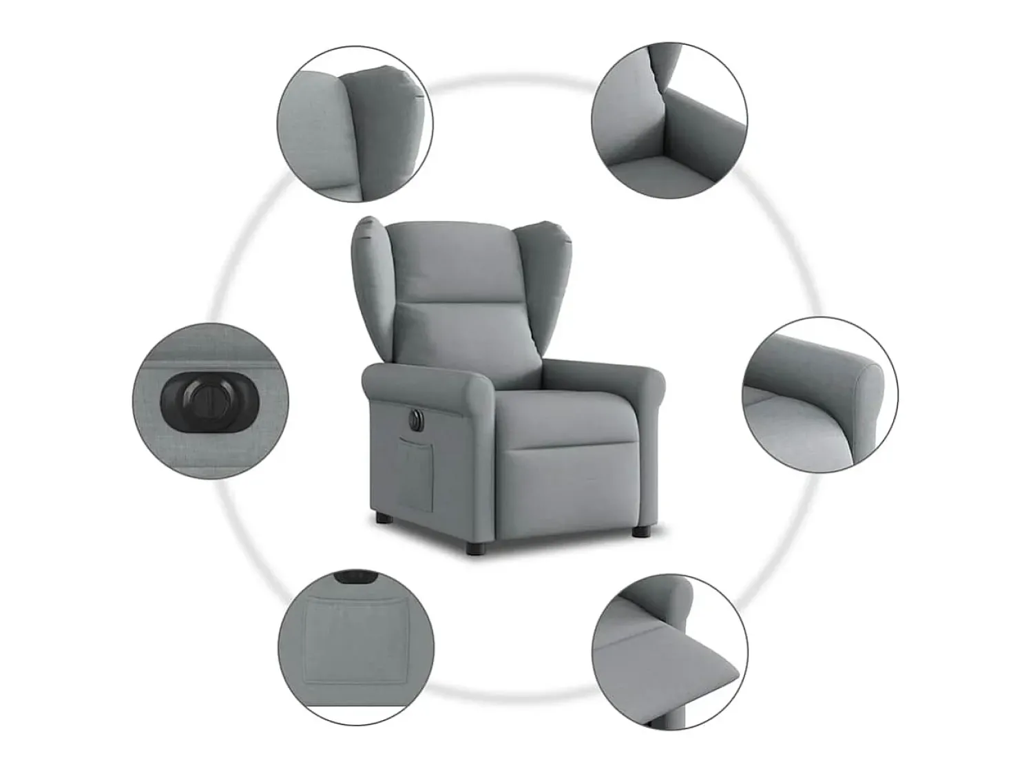 Poltrona* Poltrona Confortável | Poltrona reclinável elétrica tecido -claro SHL977808 Cinzento
