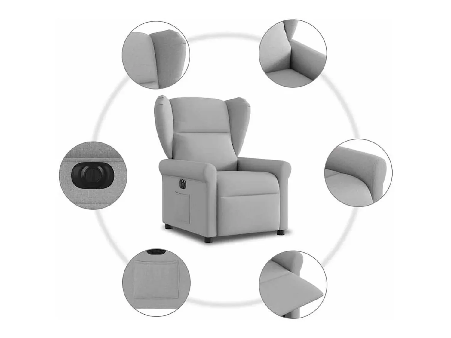 Poltrona| Poltrona Confortável | Poltrona reclinável elétrica tecido -nublado SHL342605 Cinzento