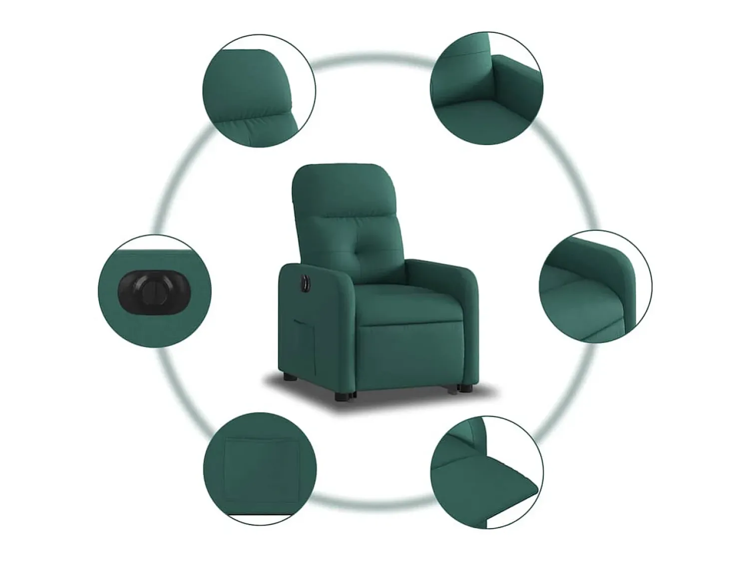 Poltrona| Poltrona Confortável | Poltrona reclinável elevatória elétrica tecido verde-escuro SHL425744 Verde pinho