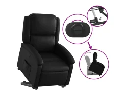 Hot Poltrona Confortável | Poltrona reclinável elevatória couro artificial SHL927665 Preto