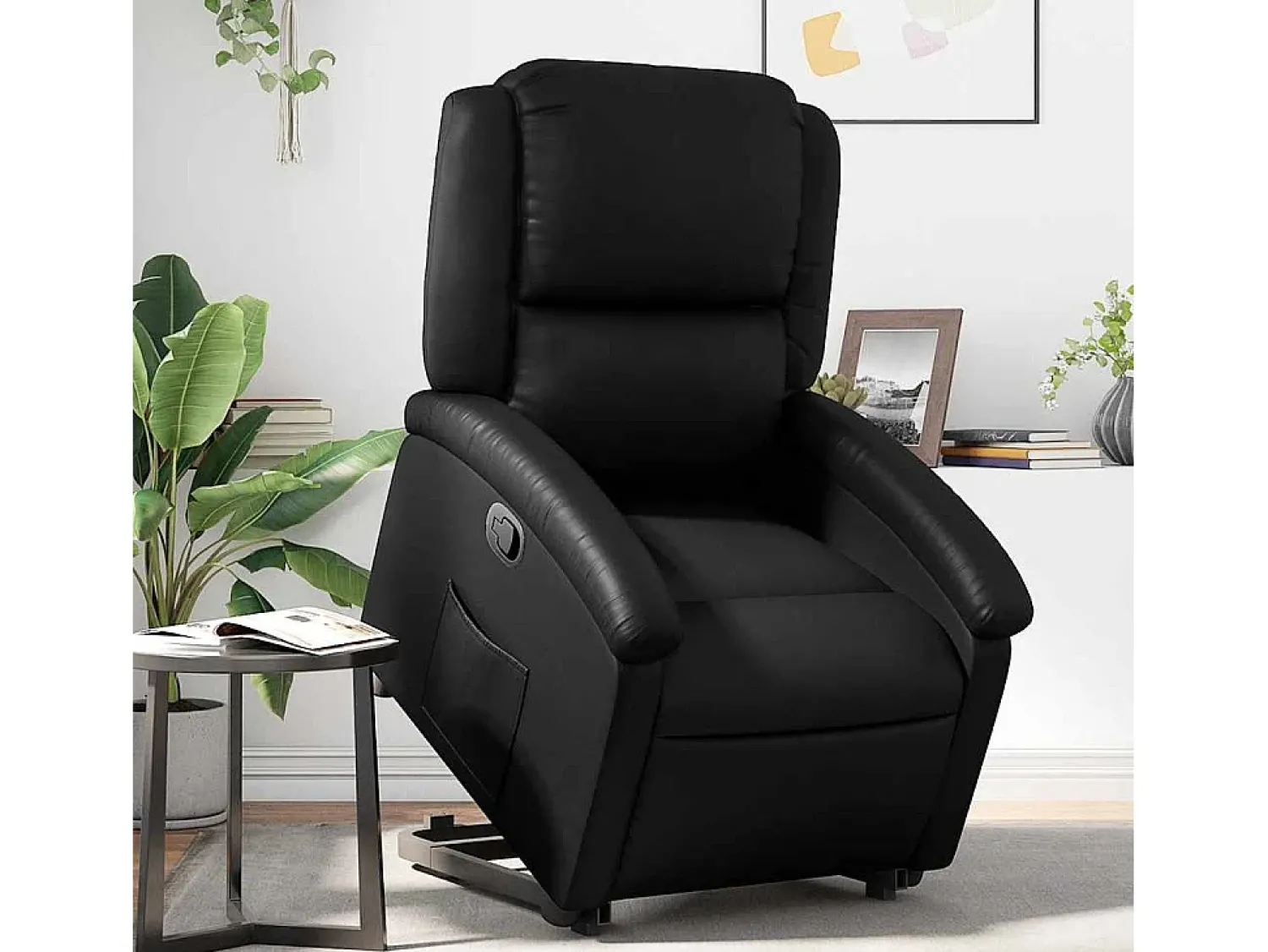 Hot Poltrona Confortável | Poltrona reclinável elevatória couro artificial SHL927665 Preto