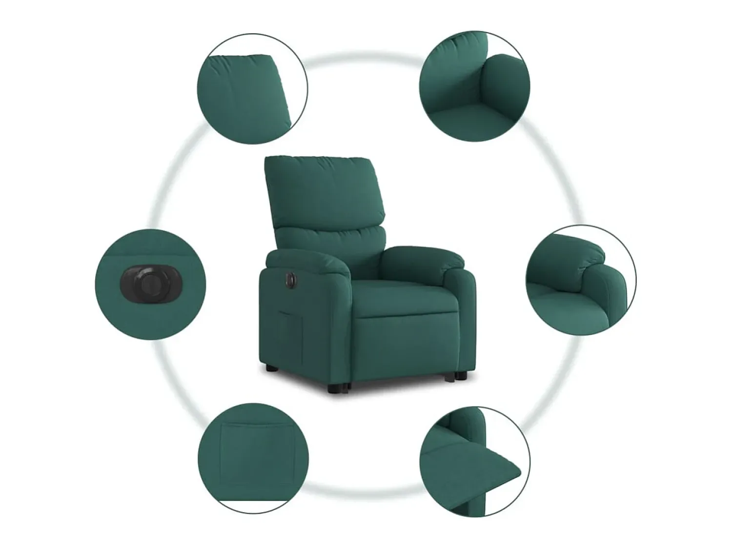 Poltrona* Poltrona Confortável | Poltrona reclinável elevatória elétrica tecido verde-escuro SHL678445 Verde pinho
