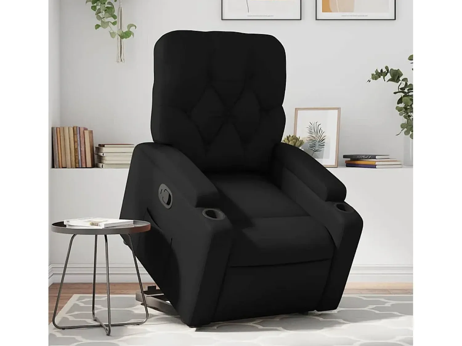 Poltrona| Poltrona Confortável | Poltrona reclinável elevatória couro artificial SHL368109 Preto