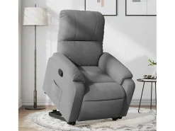 Poltrona Confortável | Poltrona reclinável elevatória tecido microfibra cinza-escuro SHL859605 Cinza antracite
