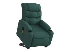 Poltrona Confortável | Poltrona reclinável elevatória de massagens tecido verde-escuro SHL986359^ Poltrona