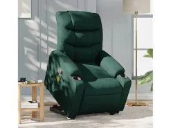 Poltrona Confortável | Poltrona reclinável elevatória de massagens tecido verde-escuro SHL986359^ Poltrona