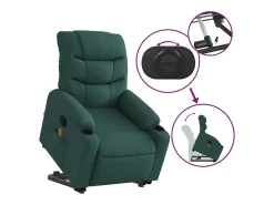 Poltrona Confortável | Poltrona reclinável elevatória de massagens tecido verde-escuro SHL986359^ Poltrona