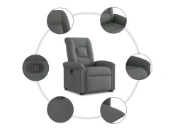 Sale Poltrona Confortável | Poltrona reclinável elevatória tecido cinzento-escuro SHL88548 Cinza antracite