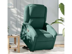 Best Poltrona Confortável | Poltrona reclinável elevatória veludo verde-escuro SHL523883 Verde pinho