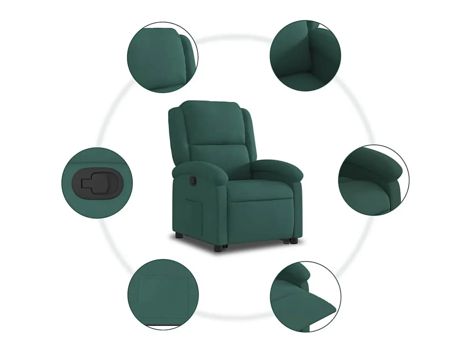 Best Poltrona Confortável | Poltrona reclinável elevatória veludo verde-escuro SHL523883 Verde pinho