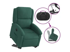 Best Poltrona Confortável | Poltrona reclinável elevatória veludo verde-escuro SHL523883 Verde pinho
