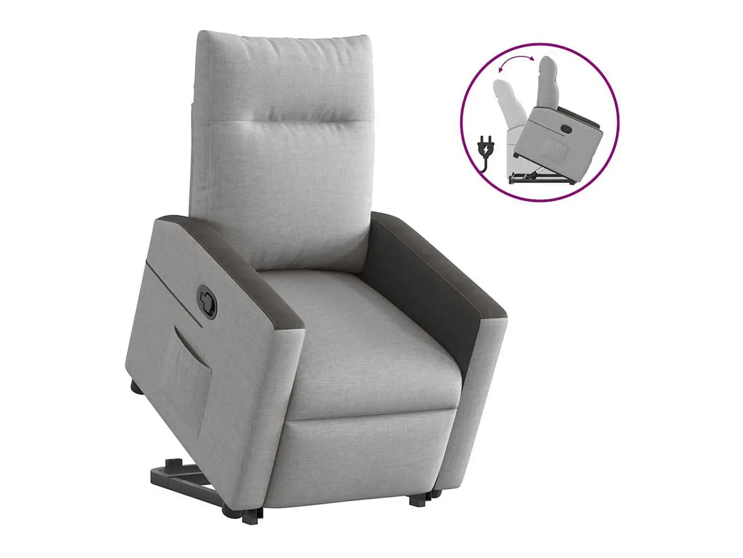 Best Poltrona Confortável | Poltrona reclinável elevatória tecido -nublado SHL106104 Cinzento