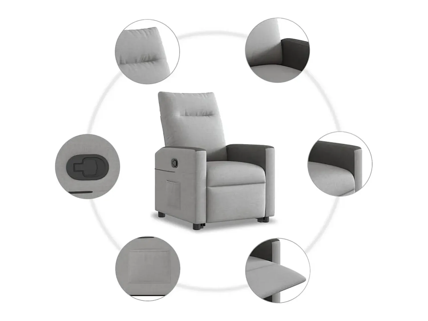 Best Poltrona Confortável | Poltrona reclinável elevatória tecido -nublado SHL106104 Cinzento