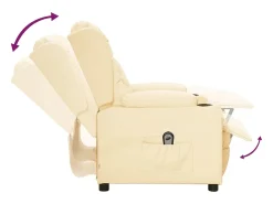 Online Poltrona Confortável | Poltrona reclinável elétrica couro artificial cor SHL329878 Creme
