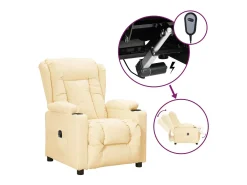 Online Poltrona Confortável | Poltrona reclinável elétrica couro artificial cor SHL329878 Creme