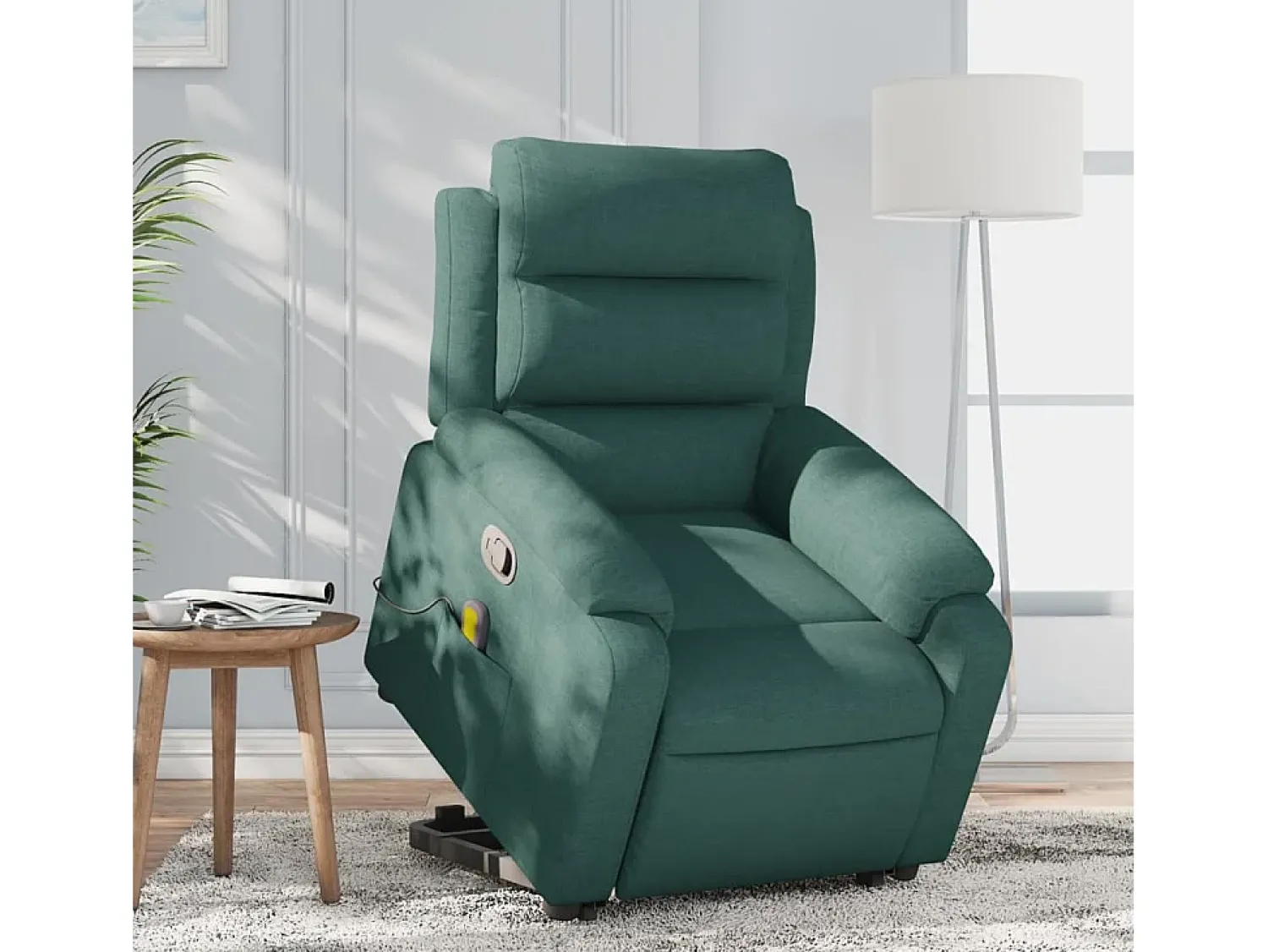 Poltrona| Poltrona Confortável | Poltrona reclinável elevatória de massagens tecido verde-escuro SHL166268 Verde pinho