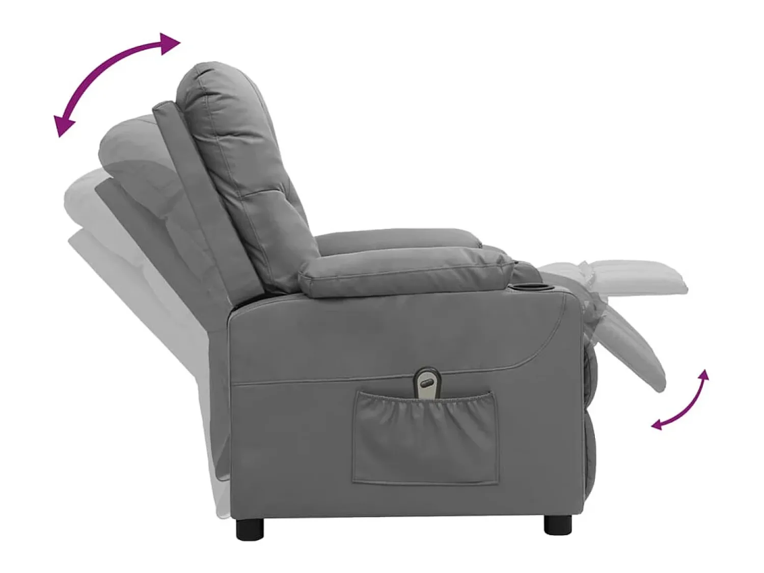 Poltrona* Poltrona Confortável | Poltrona reclinável elétrica couro artificial SHL870497 Cinzento