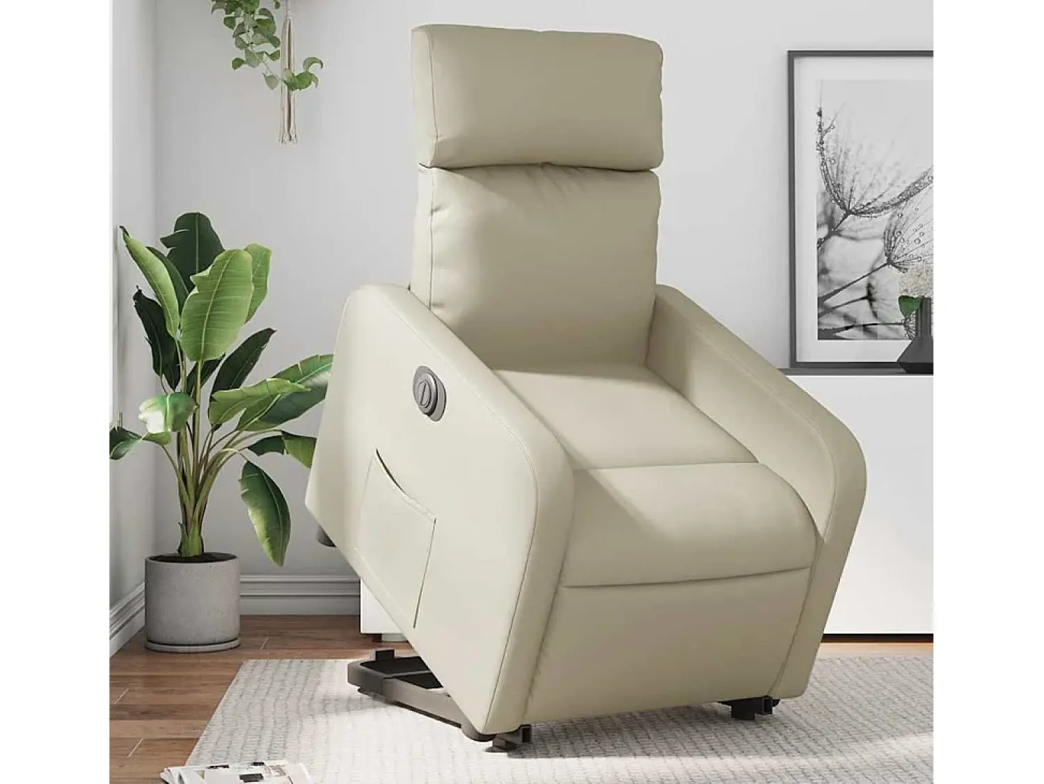 Poltrona Confortável | Poltrona reclinável elevatória elétrica couro artificial SHL458600^ Poltrona