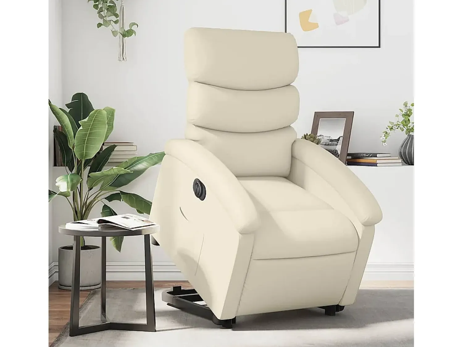 Poltrona* Poltrona Confortável | Poltrona reclinável elevatória elétrica couro artificial SHL185118 Creme