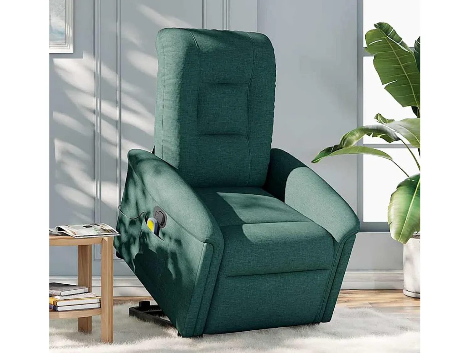 Poltrona| Poltrona Confortável | Poltrona reclinável elevatória de massagens tecido verde-escuro SHL498332 Verde pinho
