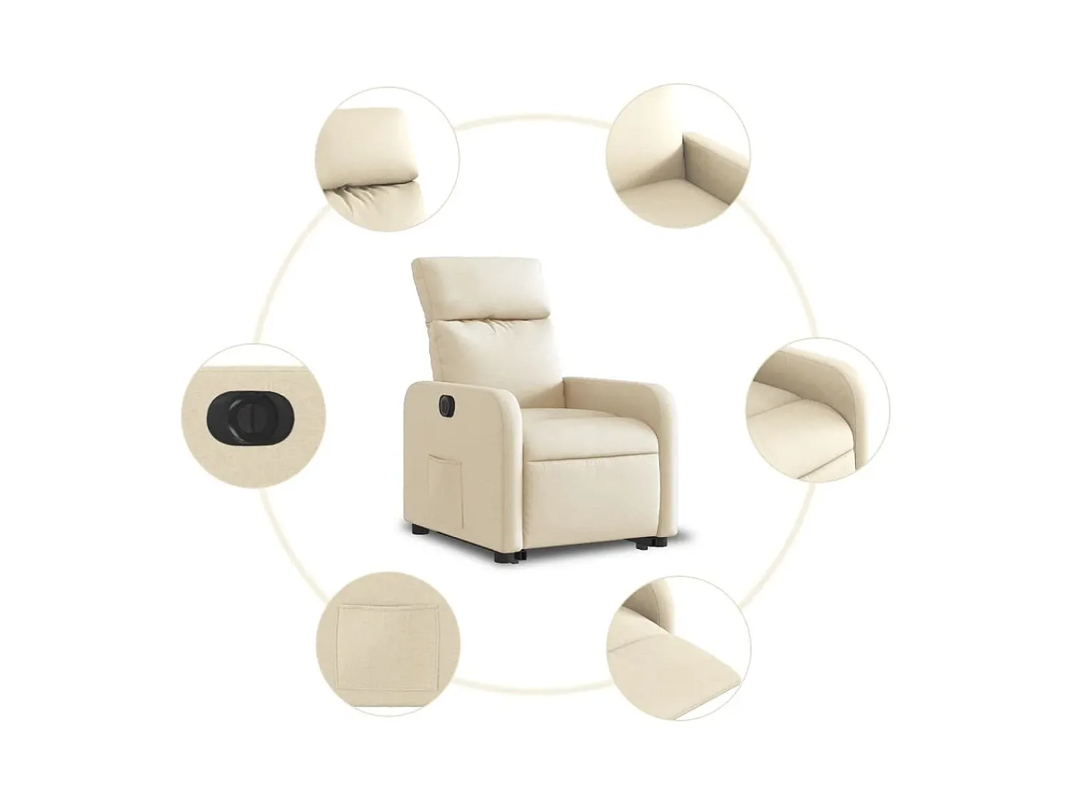 Poltrona* Poltrona Confortável | Poltrona reclinável elevatória elétrica tecido cor SHL152295 Creme