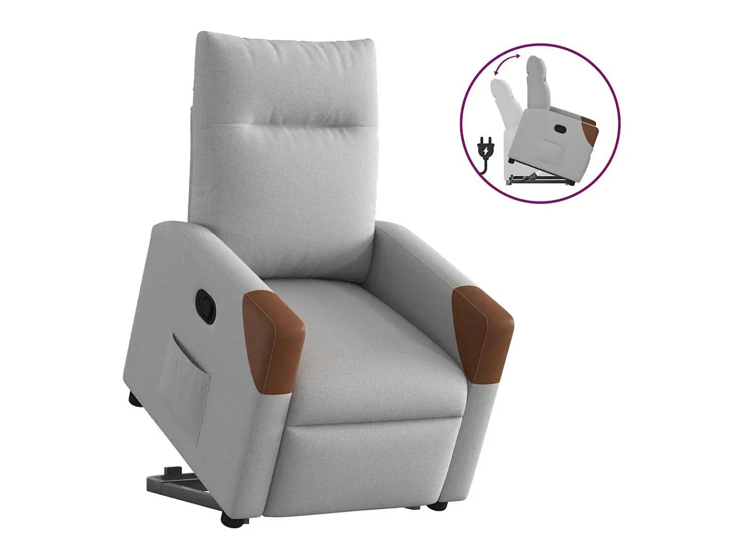 Poltrona| Poltrona Confortável | Poltrona reclinável elevatória tecido -nublado SHL47280 Cinzento