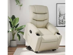 Poltrona* Poltrona Confortável | Poltrona reclinável elevatória couro artificial cor SHL653755 Creme