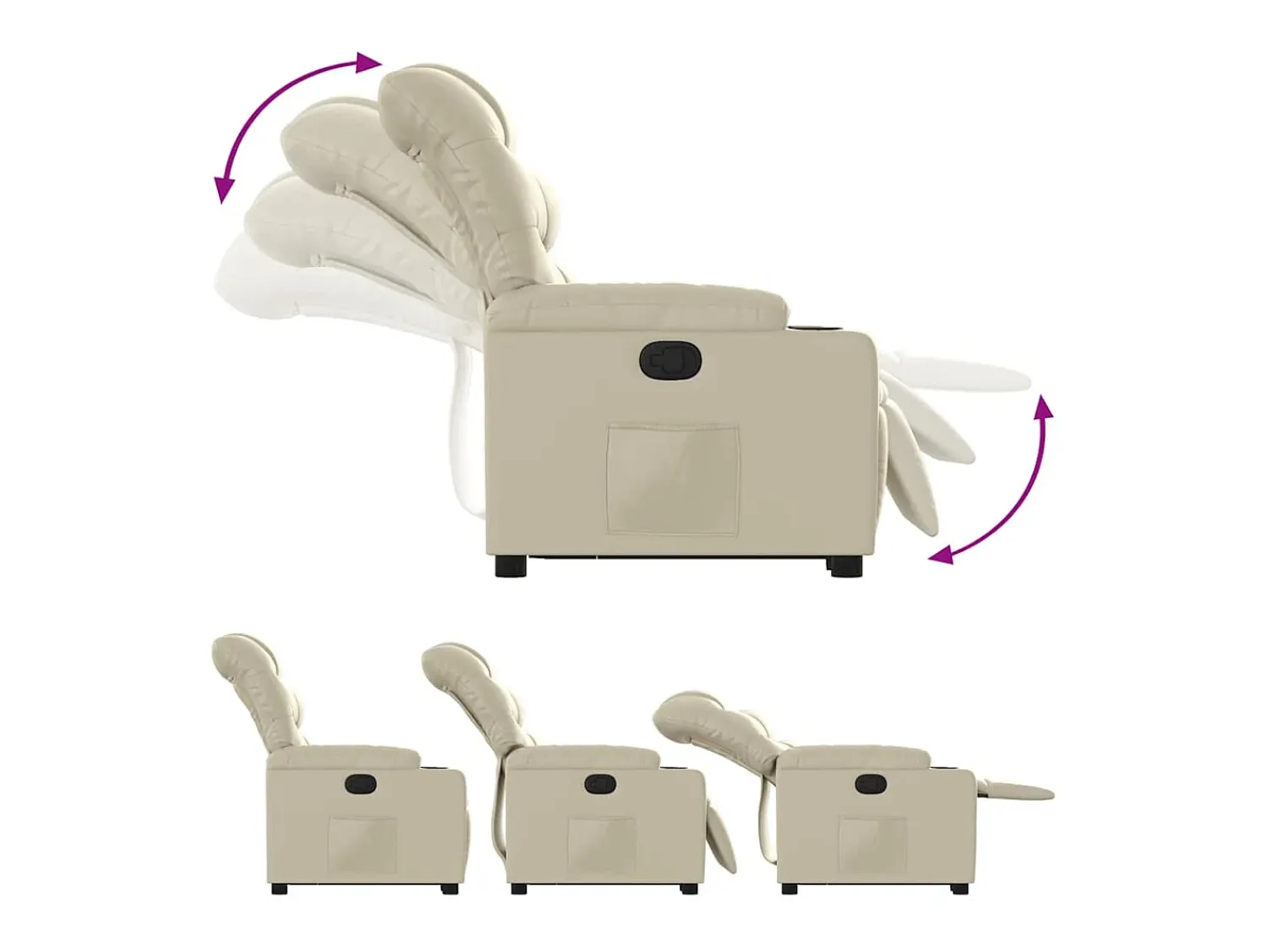 Poltrona* Poltrona Confortável | Poltrona reclinável elevatória couro artificial cor SHL653755 Creme