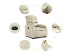 Poltrona* Poltrona Confortável | Poltrona reclinável elevatória couro artificial cor SHL653755 Creme