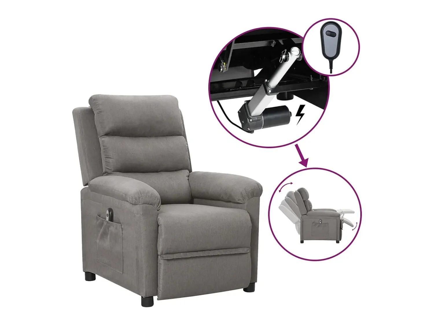 Poltrona* Poltrona Confortável | Poltrona reclinável elétrica tecido -claro SHL801806 Cinzento
