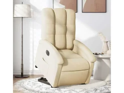 New Poltrona Confortável | Poltrona reclinável elevatória elétrica tecido cor SHL451929 Creme