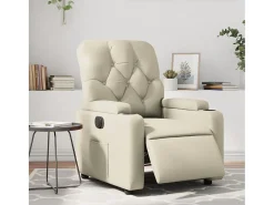 Poltrona Confortável | Poltrona reclinável elétrica couro artificial cor SHL137169 Creme