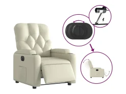 Poltrona Confortável | Poltrona reclinável elétrica couro artificial cor SHL137169 Creme