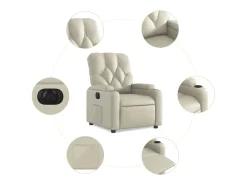 Poltrona Confortável | Poltrona reclinável elétrica couro artificial cor SHL137169 Creme