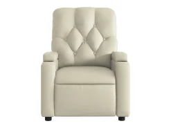 Poltrona Confortável | Poltrona reclinável elétrica couro artificial cor SHL137169 Creme