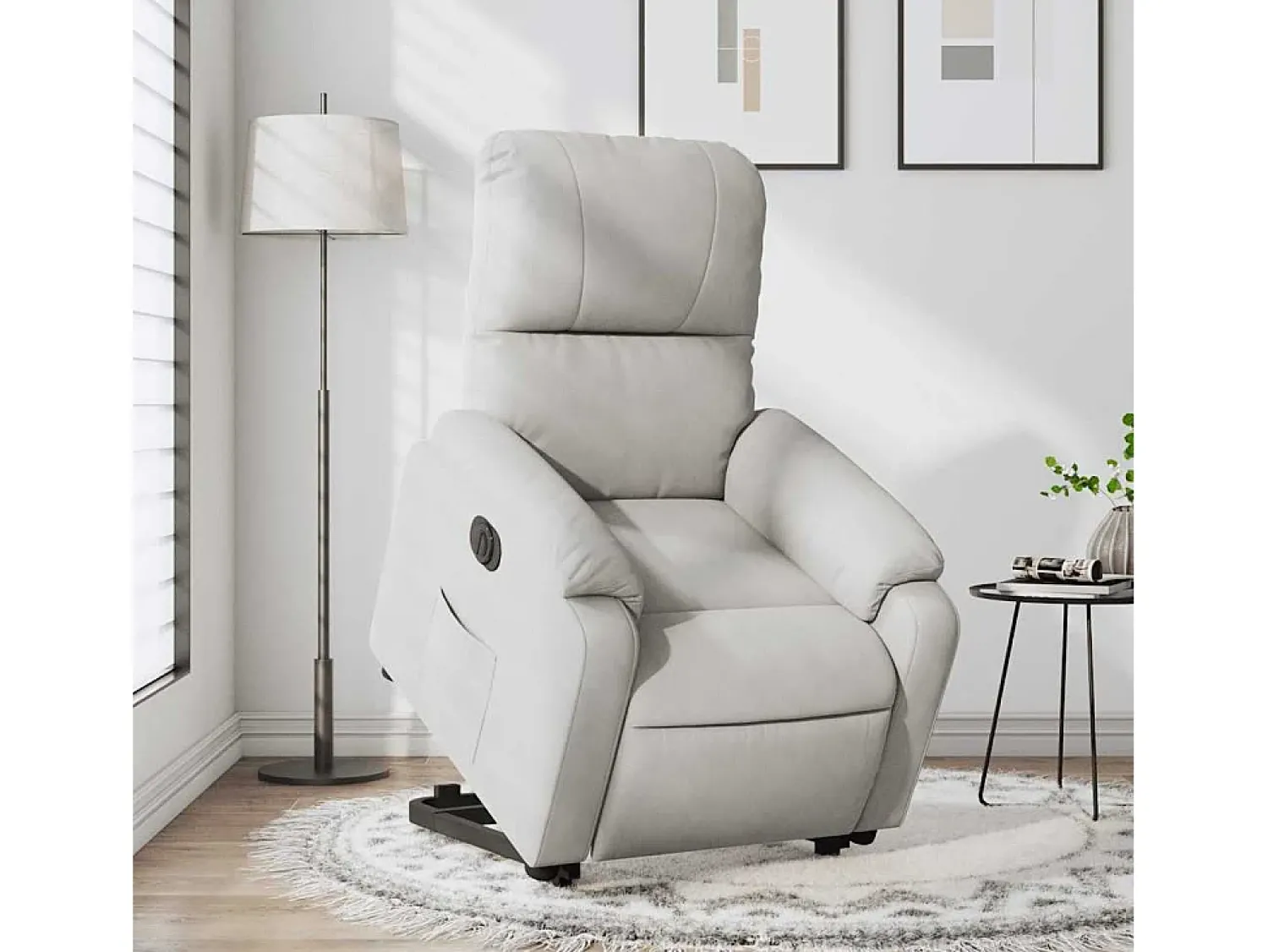 Poltrona* Poltrona Confortável | Poltrona reclinável elevatória elétrica microfibra cinza-claro SHL95356 Cinzento
