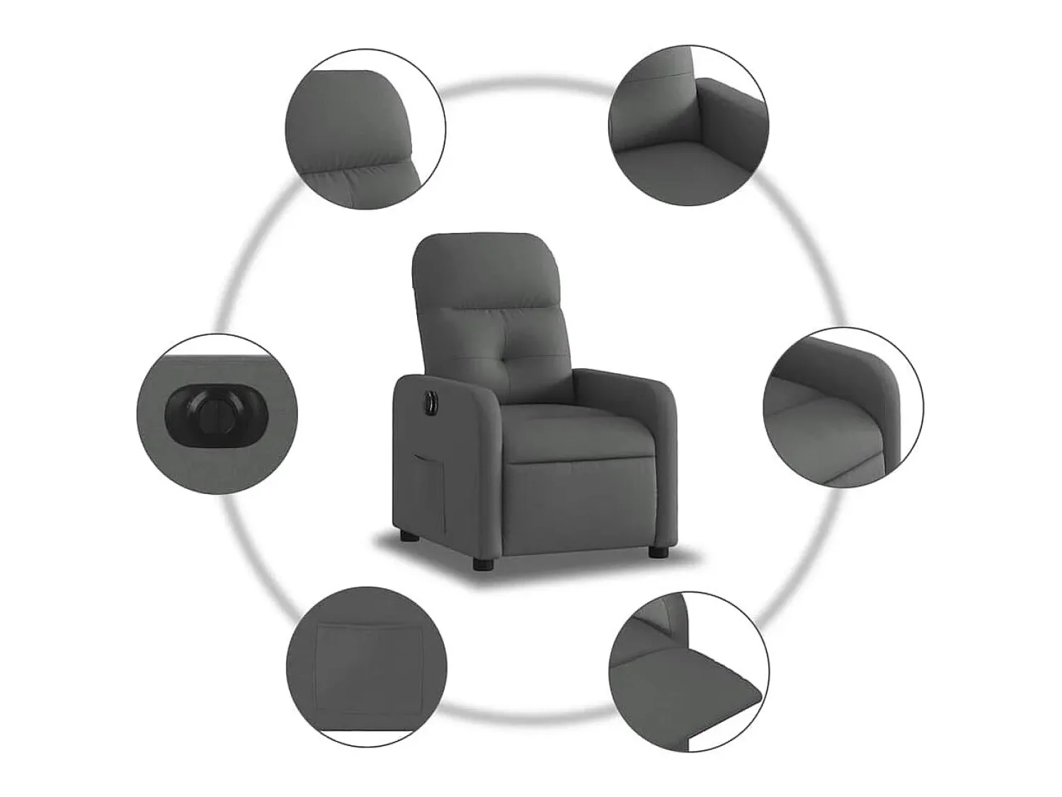 Clearance Poltrona Confortável | Poltrona reclinável elétrica tecido cinzento-escuro SHL636062 Cinza antracite