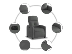 Clearance Poltrona Confortável | Poltrona reclinável elétrica tecido cinzento-escuro SHL636062 Cinza antracite
