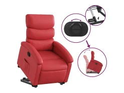 Poltrona Confortável | Poltrona reclinável elevatória couro artificial SHL47480 Vermelho