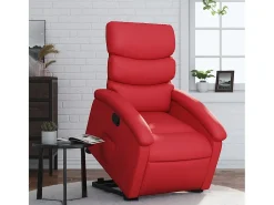 Poltrona Confortável | Poltrona reclinável elevatória couro artificial SHL47480 Vermelho