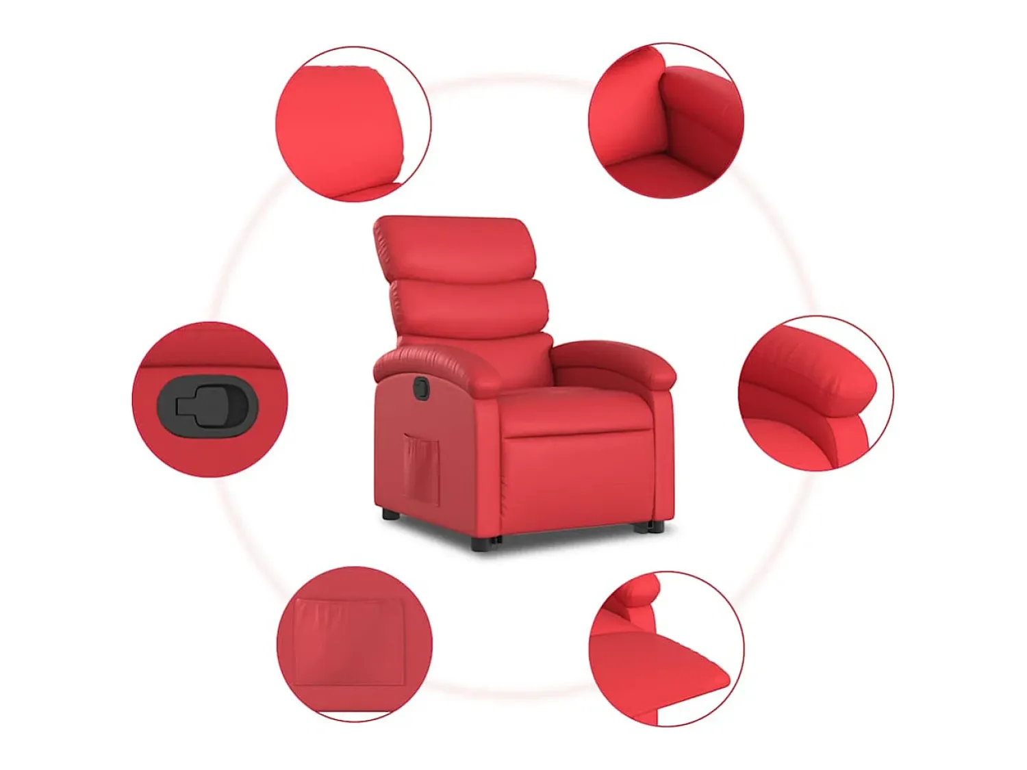 Poltrona Confortável | Poltrona reclinável elevatória couro artificial SHL47480 Vermelho