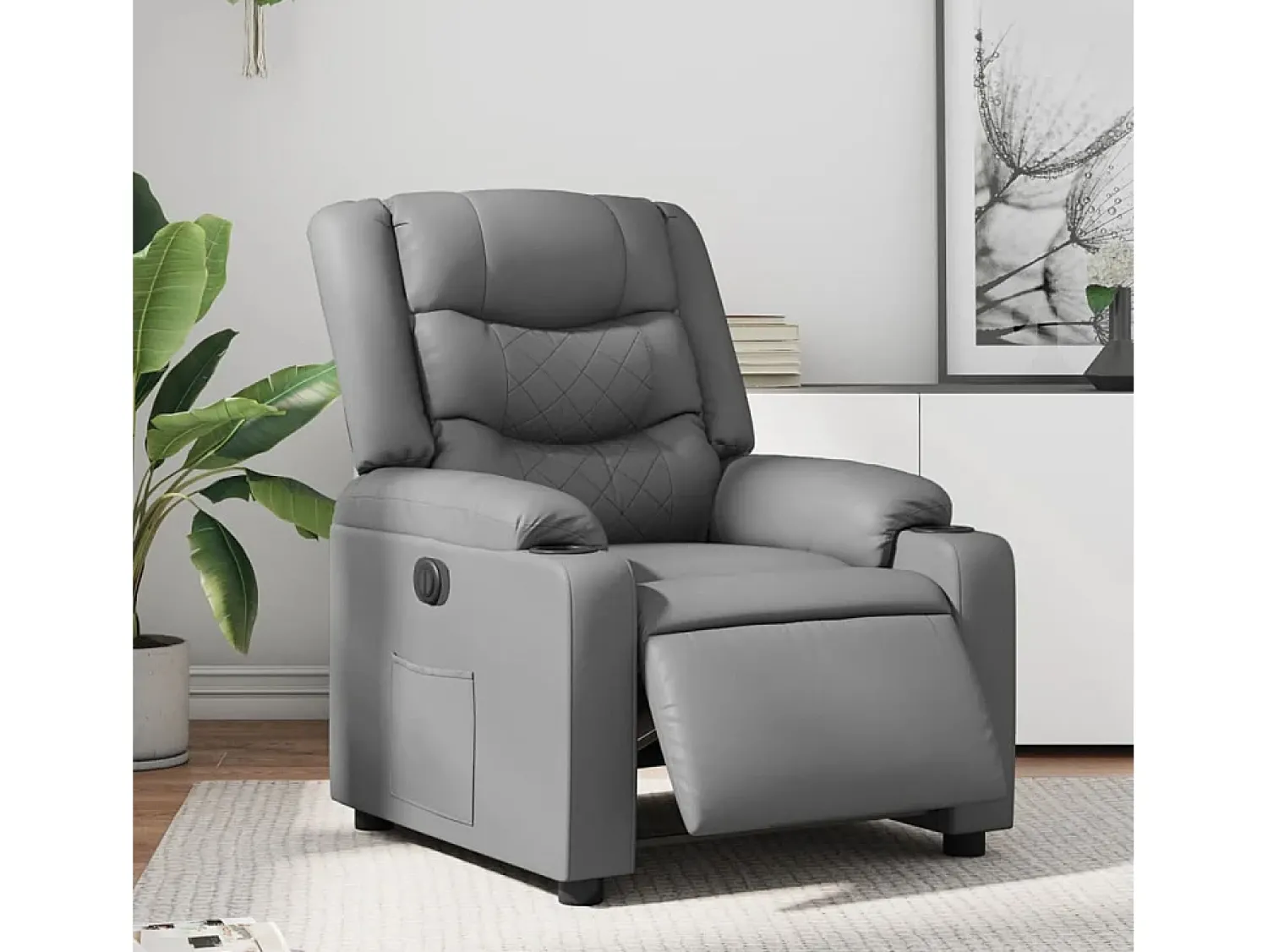Poltrona Confortável | Poltrona reclinável elétrica couro artificial SHL54257^ Poltrona