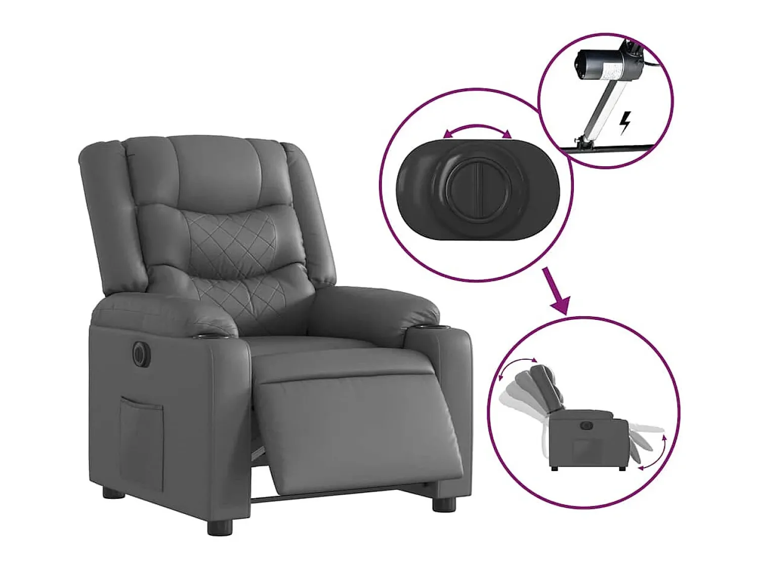 Poltrona Confortável | Poltrona reclinável elétrica couro artificial SHL54257^ Poltrona