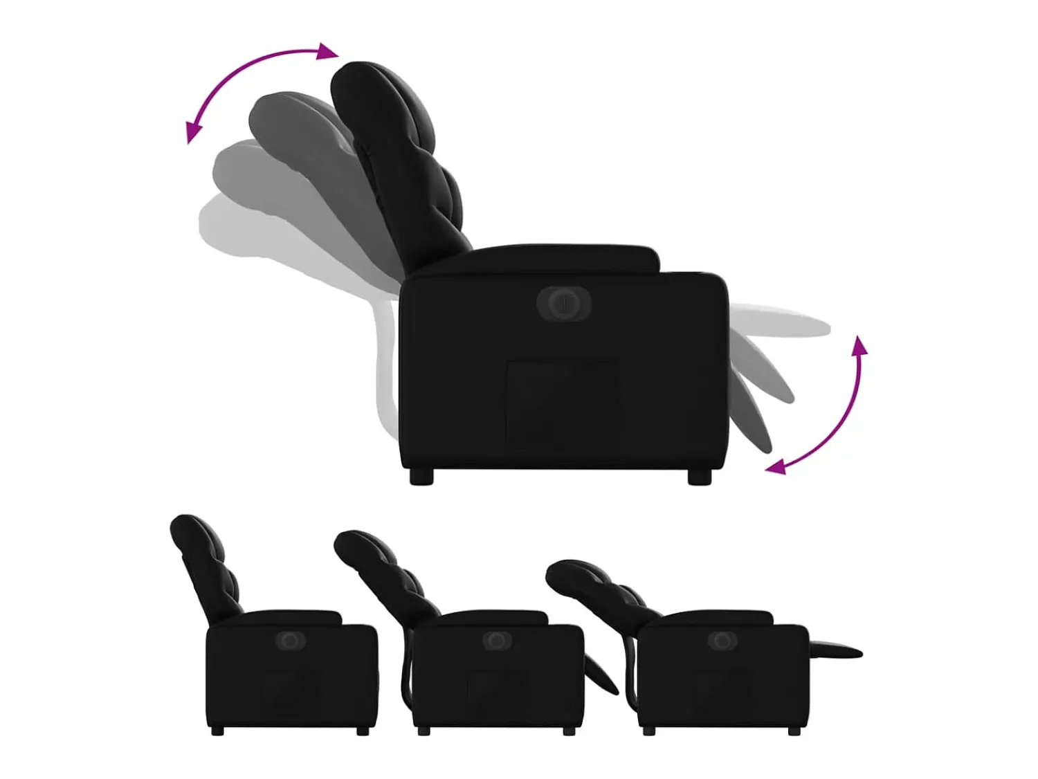 Poltrona* Poltrona Confortável | Poltrona reclinável elétrica couro artificial SHL941662 Preto