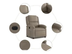 Clearance Poltrona Confortável | Poltrona reclinável elétrica couro artificial cor cappuccino SHL58206 Castanho