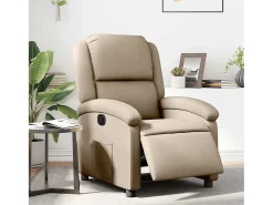 Clearance Poltrona Confortável | Poltrona reclinável elétrica couro artificial cor cappuccino SHL58206 Castanho