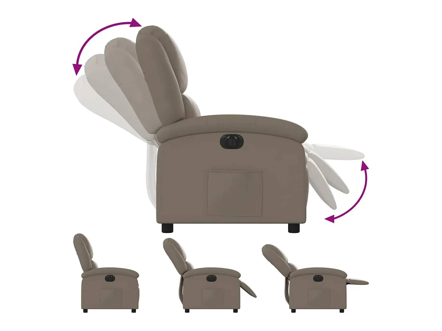 Clearance Poltrona Confortável | Poltrona reclinável elétrica couro artificial cor cappuccino SHL58206 Castanho